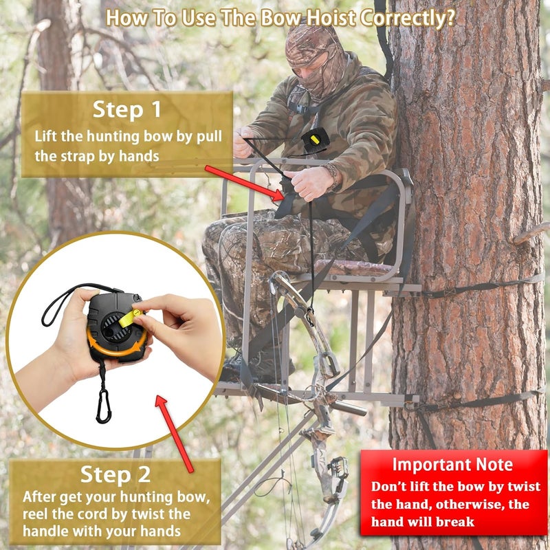 Seaperk Tree Stand Retractable Bow Hoist, Bow Rope, Bow Hunting Gear, Quick and Easy Reel Rope Up for Crossbow, Gun, Backpack, Rifle, Tree Stand Hunting Accessories, Black - Image 4